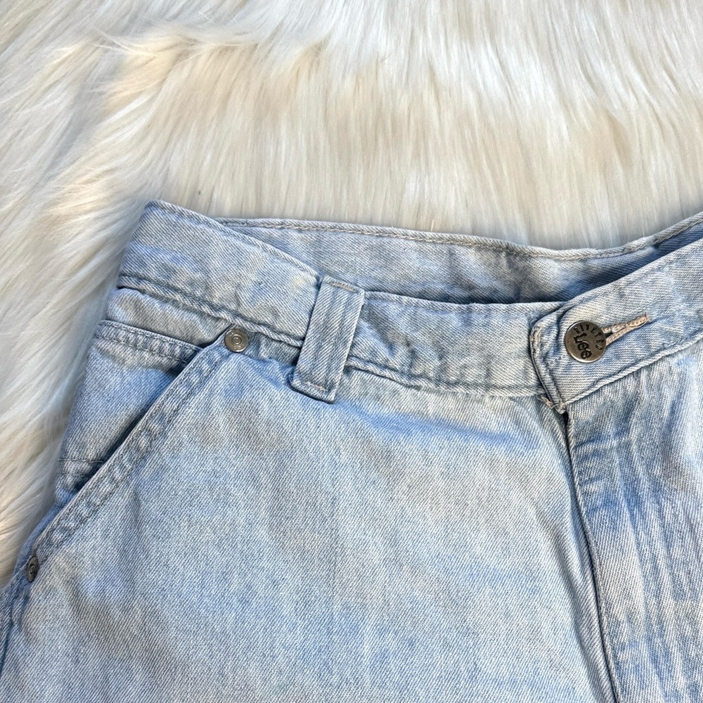 Lee Vintage Riveted Dungarees Light Wash Denim Carpenter Shorts - Picture 3 of 6